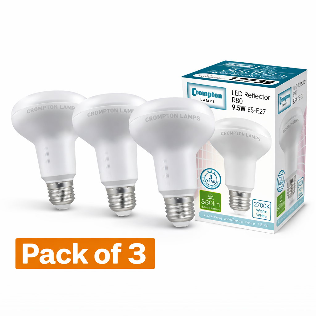 3 Pack Crompton LED R80 9.5W ES Very Warm White (75W Alternative)