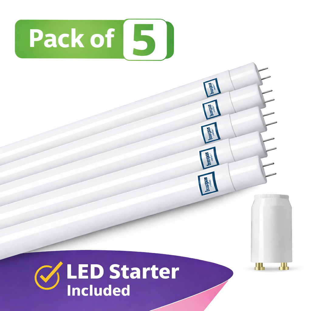 5 Pack Crompton 1200mm 17.5W LED T8 4ft Tube, Daylight (6500K)
