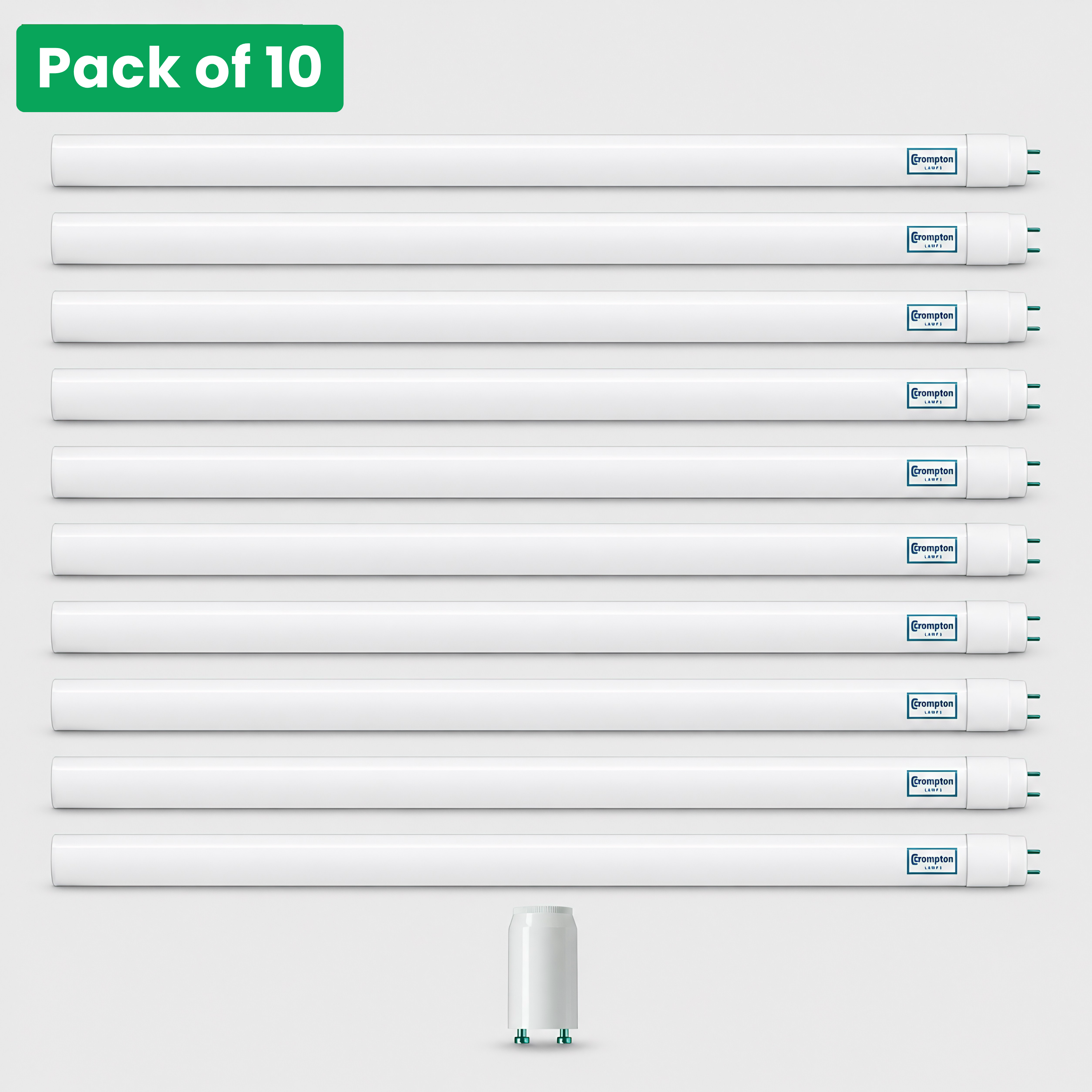 10 Pack Crompton 1500mm LED T8 22W 5ft Tube, Cool White (4000K)