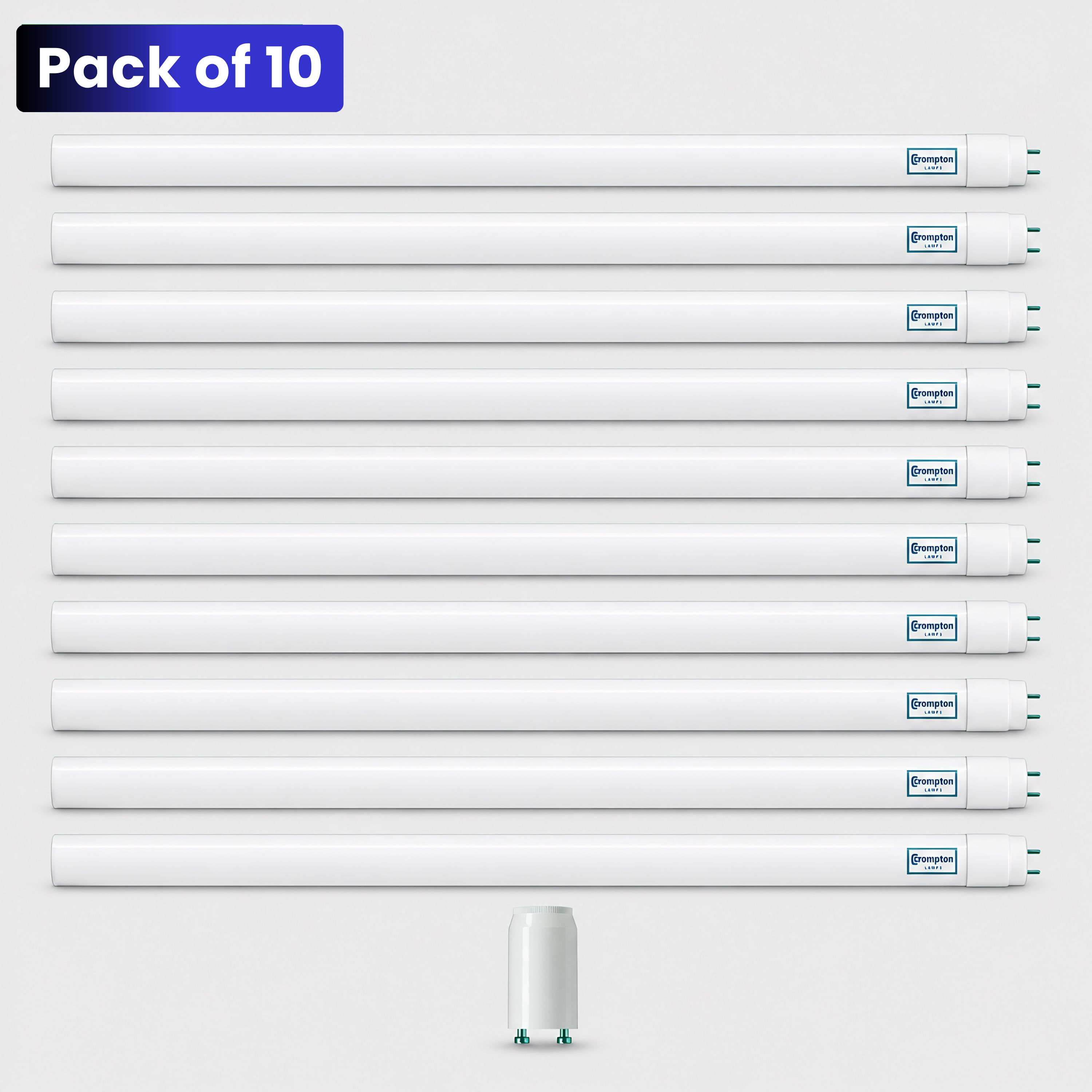 10 Pack Crompton 1500mm 22W LED T8 5ft Tube - Daylight 6500K