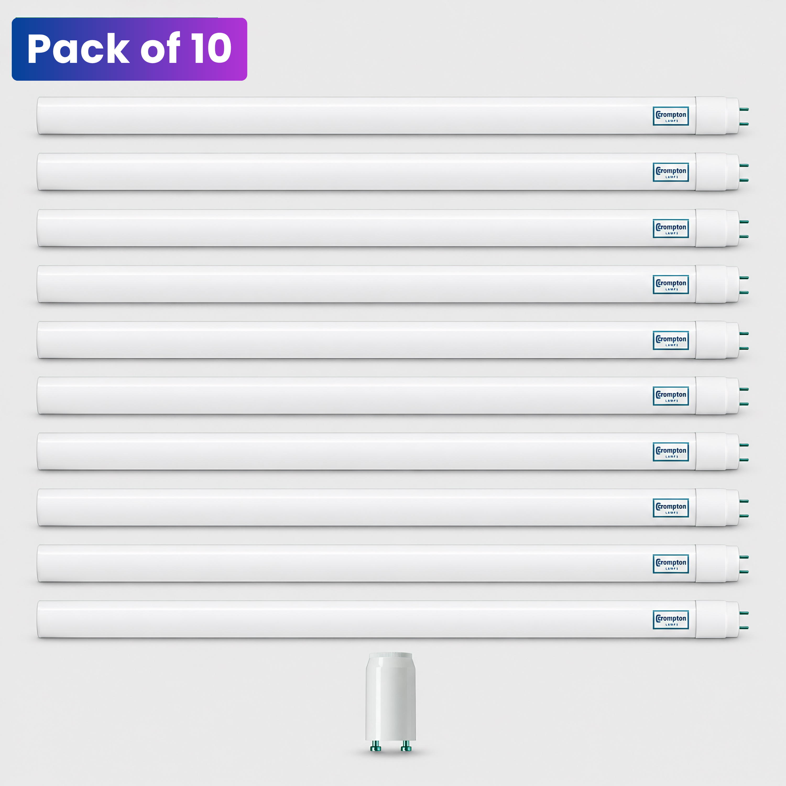 10 Pack Crompton 6ft 24W LED T8 Tube Cool White
