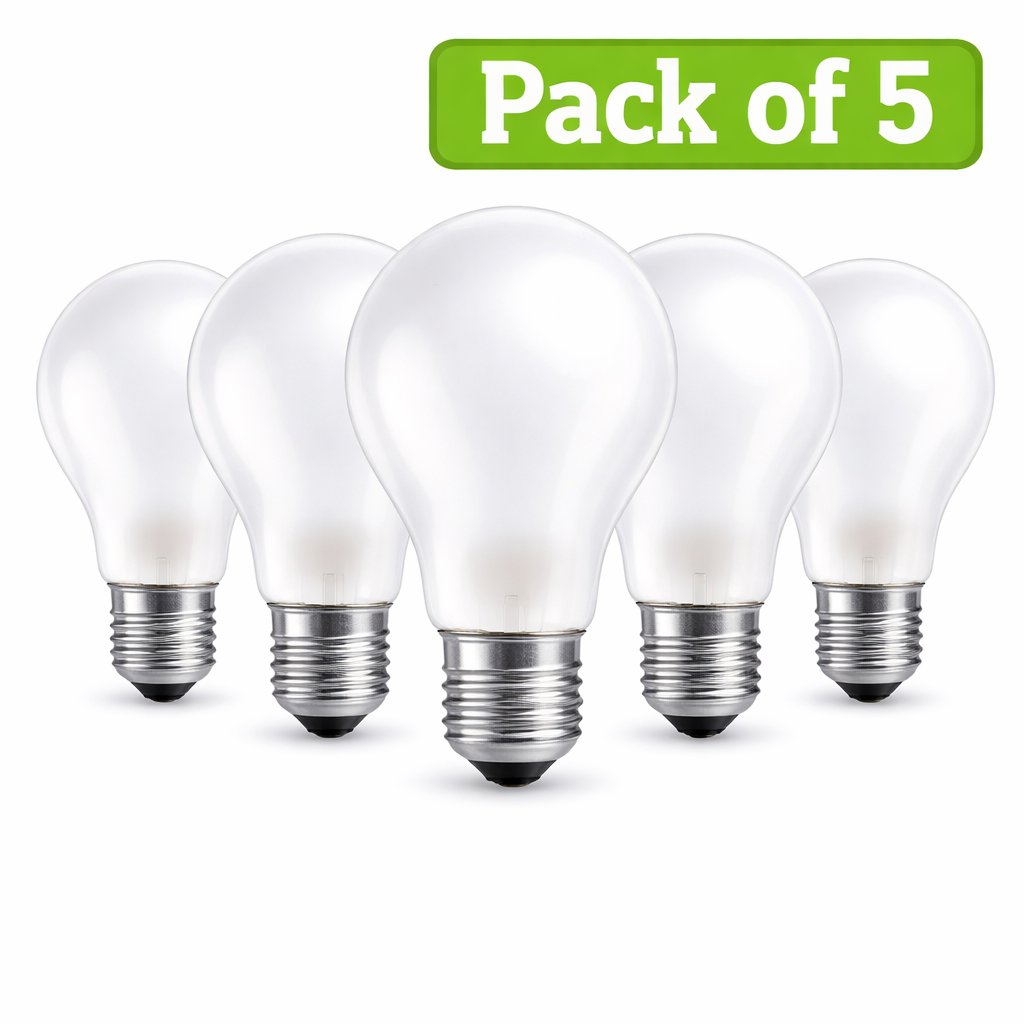 5 Pack 60W Incandescent GLS 26-27mm ES/E27 Frosted