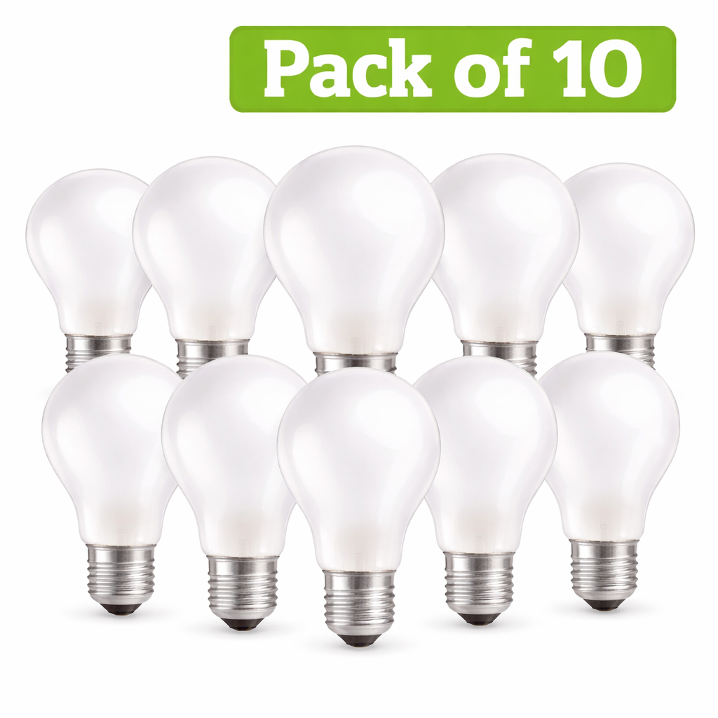 10 Pack 60W Incandescent GLS 26-27mm ES/E27 Frosted
