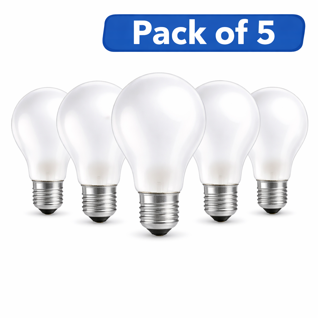 5 Pack 60W Incandescent GLS 26-27mm ES/E27 Clear