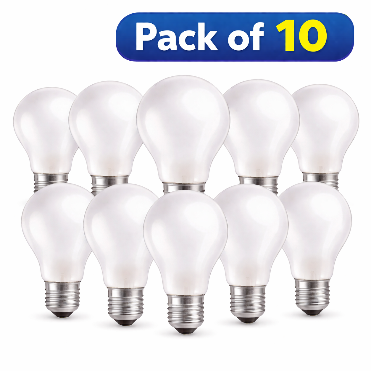 10 Pack 60W Incandescent GLS 26-27mm ES/E27 Clear