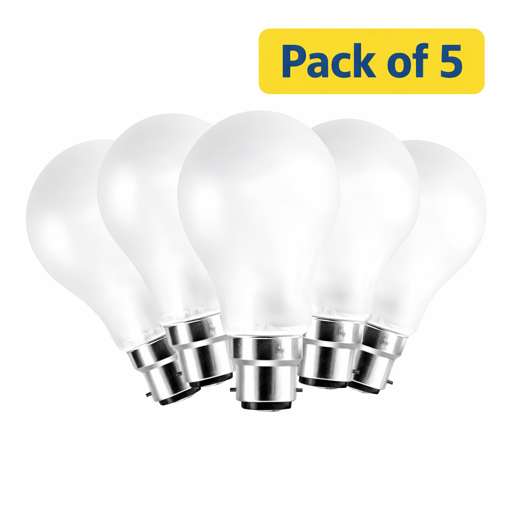 5 Pack 100W Incandescent GLS 22mm Ba22d/BC Frosted