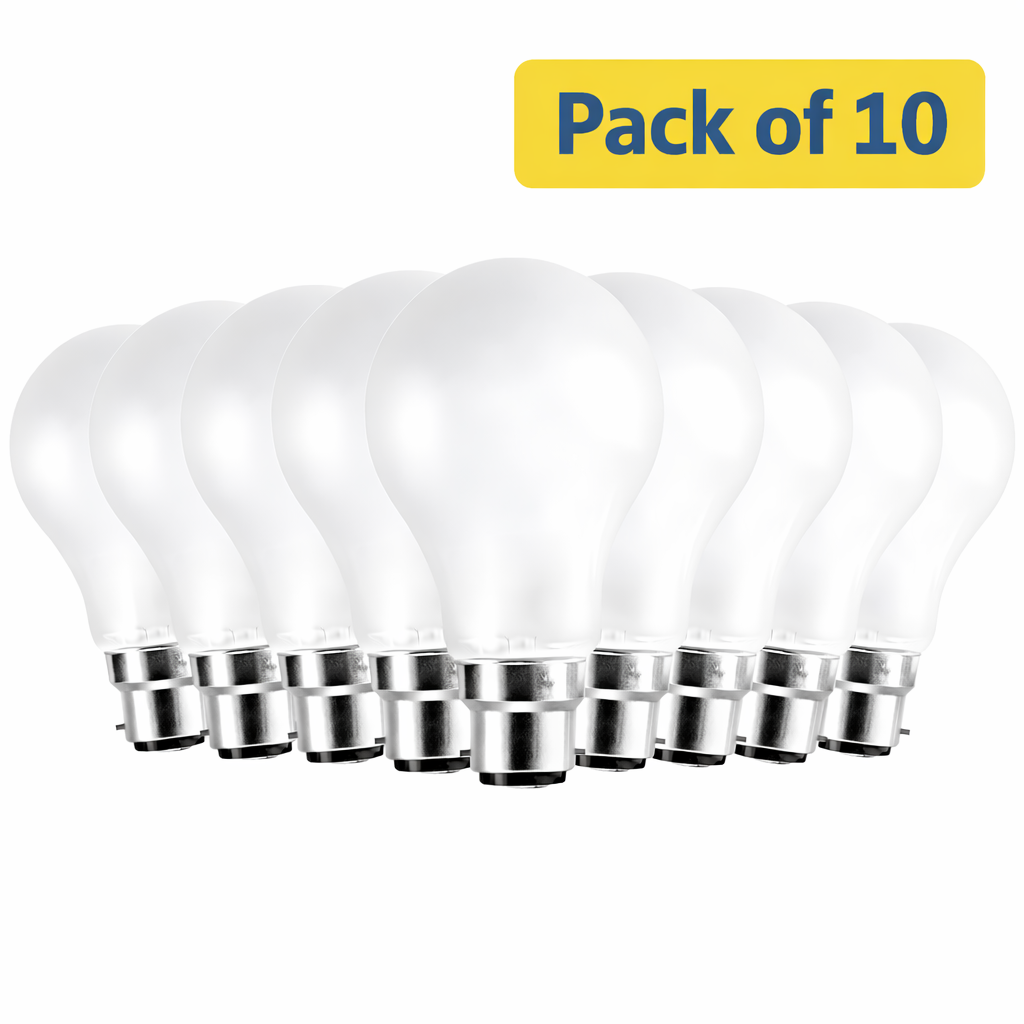 10 Pack 100W Incandescent GLS 22mm Ba22d/BC Frosted