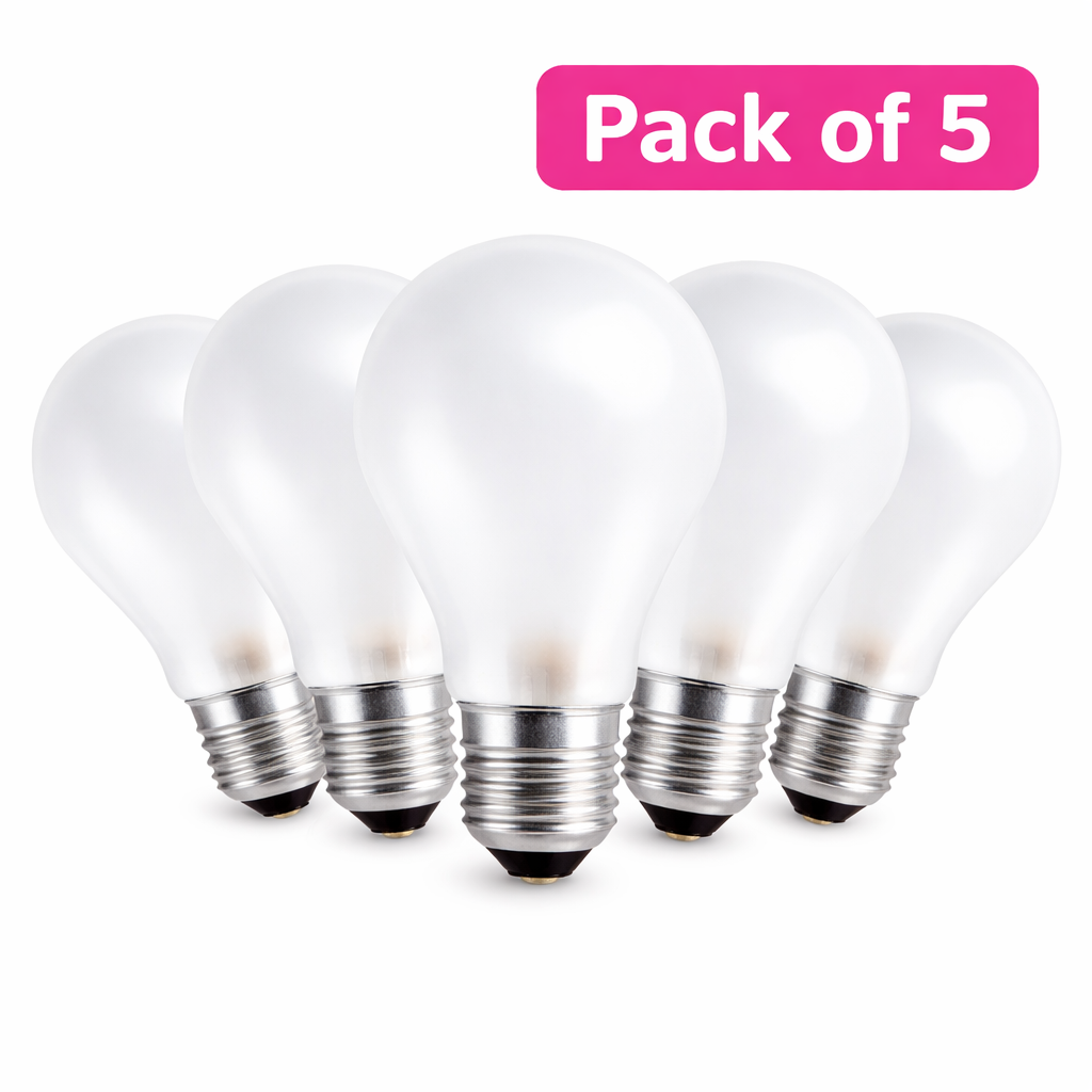 5 Pack 100W Incandescent GLS 26-27mm ES/E27 Frosted
