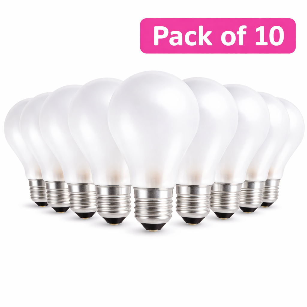 10 Pack 100W Incandescent GLS 26-27mm ES/E27 Frosted