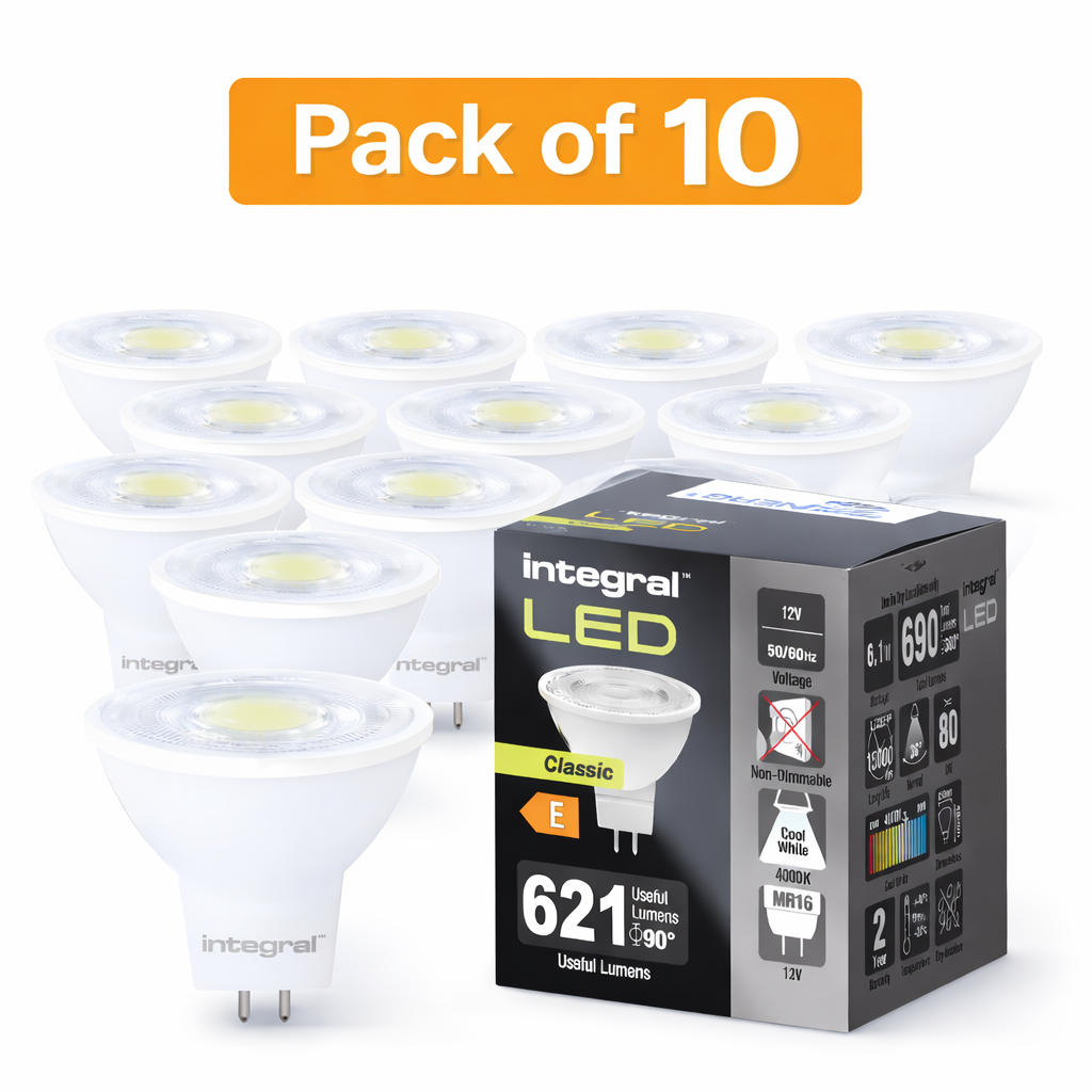10 Pack Integral LED MR16 6.1 Watt Cool White (50 Watt Alternative)