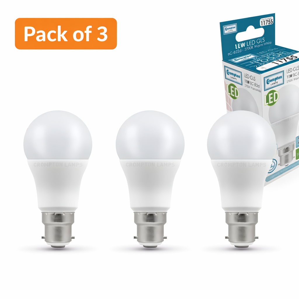 3 Pack Crompton LED GLS 9.5W BC Very Warm White (75W Incandescent Replacement)
