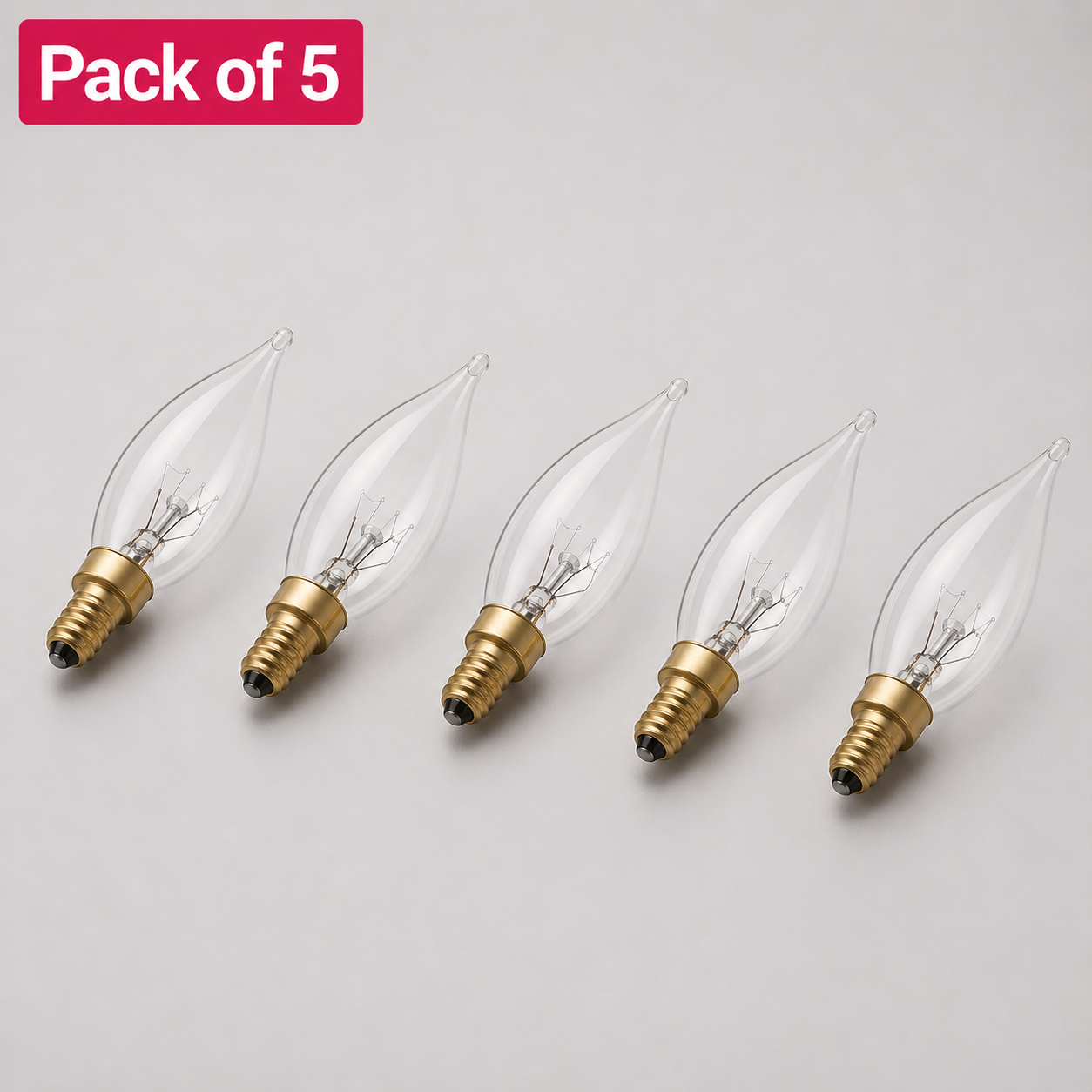 10 Pack 25W Incandescent Candle 14mm E14/SES Clear