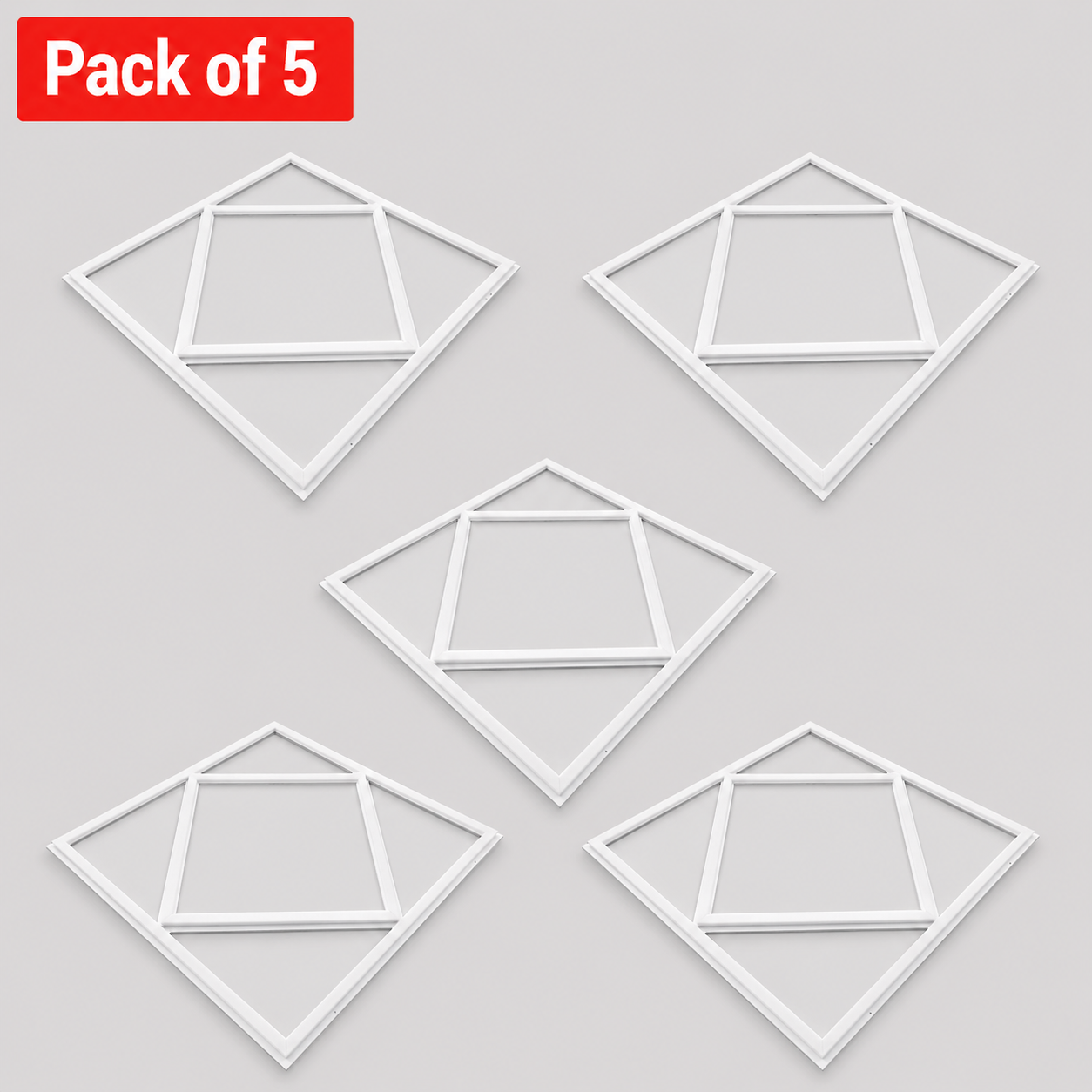 5 Pack Ener-J 40W LED 600mm x 600mm Diamond/Double Square Borderline Panel Daylight