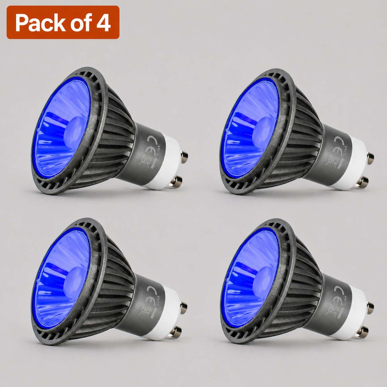 4 Pack 7W Dimmable Blue LED GU10 Bulb 50W Halogen Alternative
