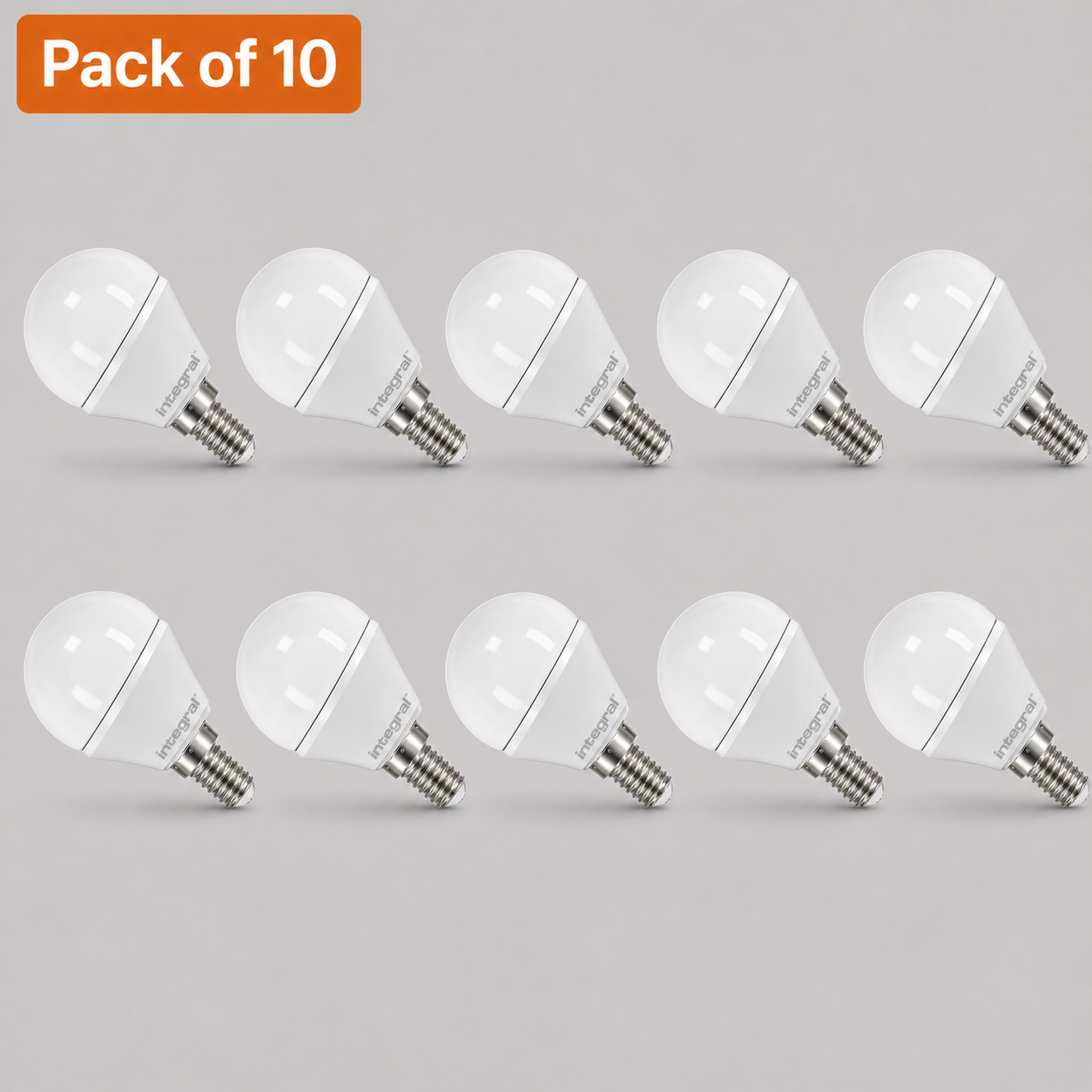 10 Pack Integral 7.5W E14 LED Golfball Bulb, Very Warm White (60W Equivalent)