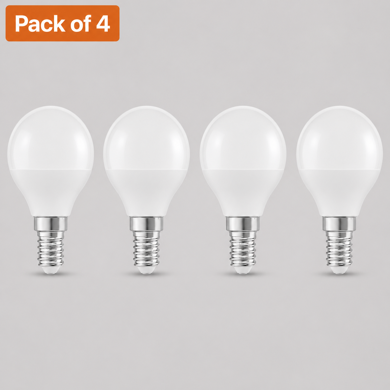 4 Pack IntegralGolf Ball LED Bulb - 4.9W, E14, Very Warm White (2700K), 470lm, Dimmable, Frosted