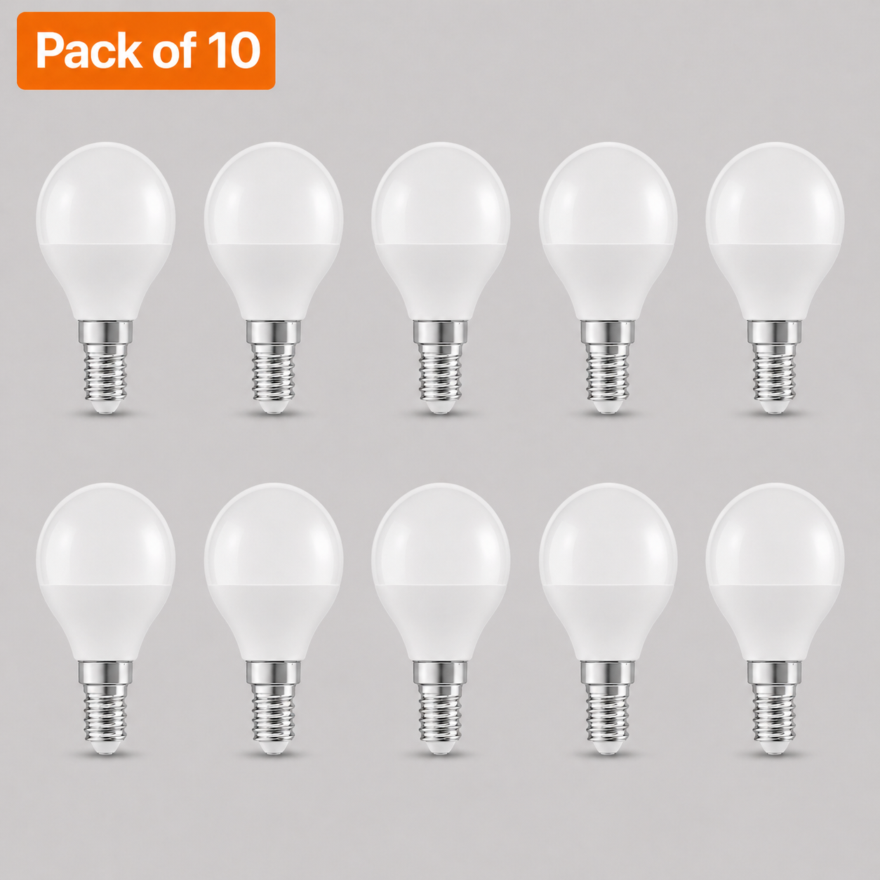 10 Pack Integral Golf Ball LED Bulb 4.9W E14 Very Warm White 470lm Dimmable Frosted