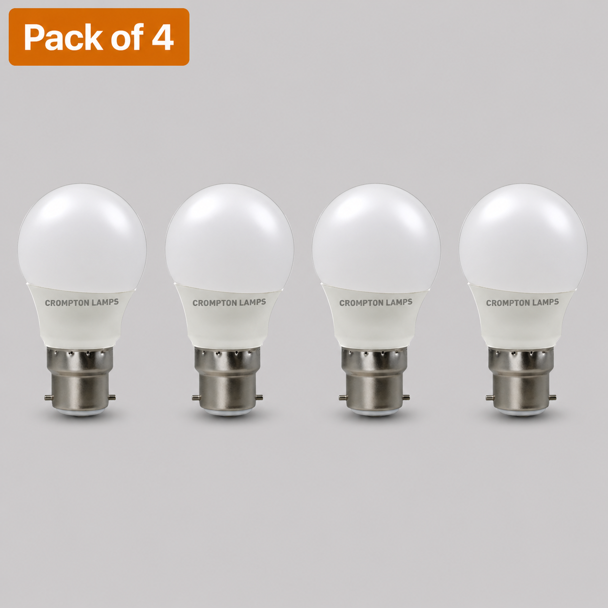 4 Pack Crompton 4.2W LED Golf Ball BC Bulb, 2700K Very Warm White, 40W Incandescent Equivalent