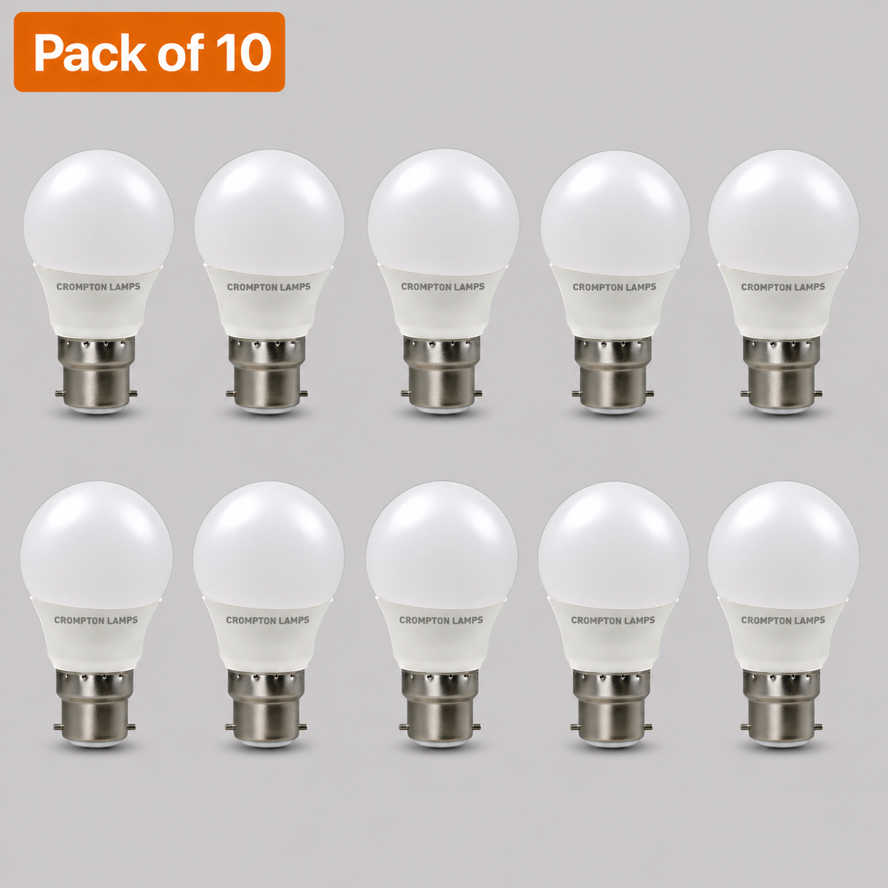 10 Pack Crompton LED Golfball 4.2W BC 2700K Very Warm White (40W Incandescent Equivalent)