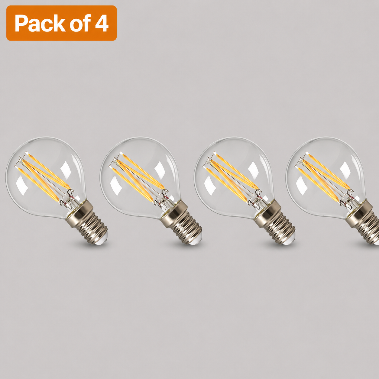 4 Pack Calex Dimmable LED Filament Golfball SES Bulbs - 3.5W, Very Warm White, 30W Equivalent
