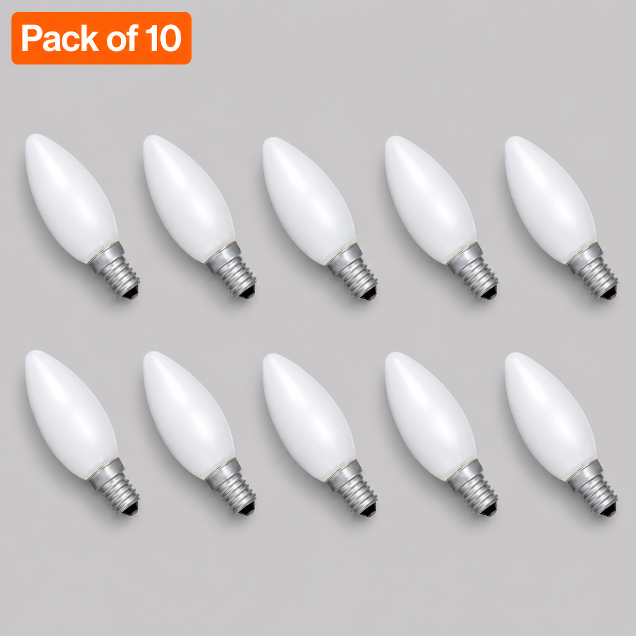10 Pack 60W Incandescent Candle 14mm E14/SES Frosted