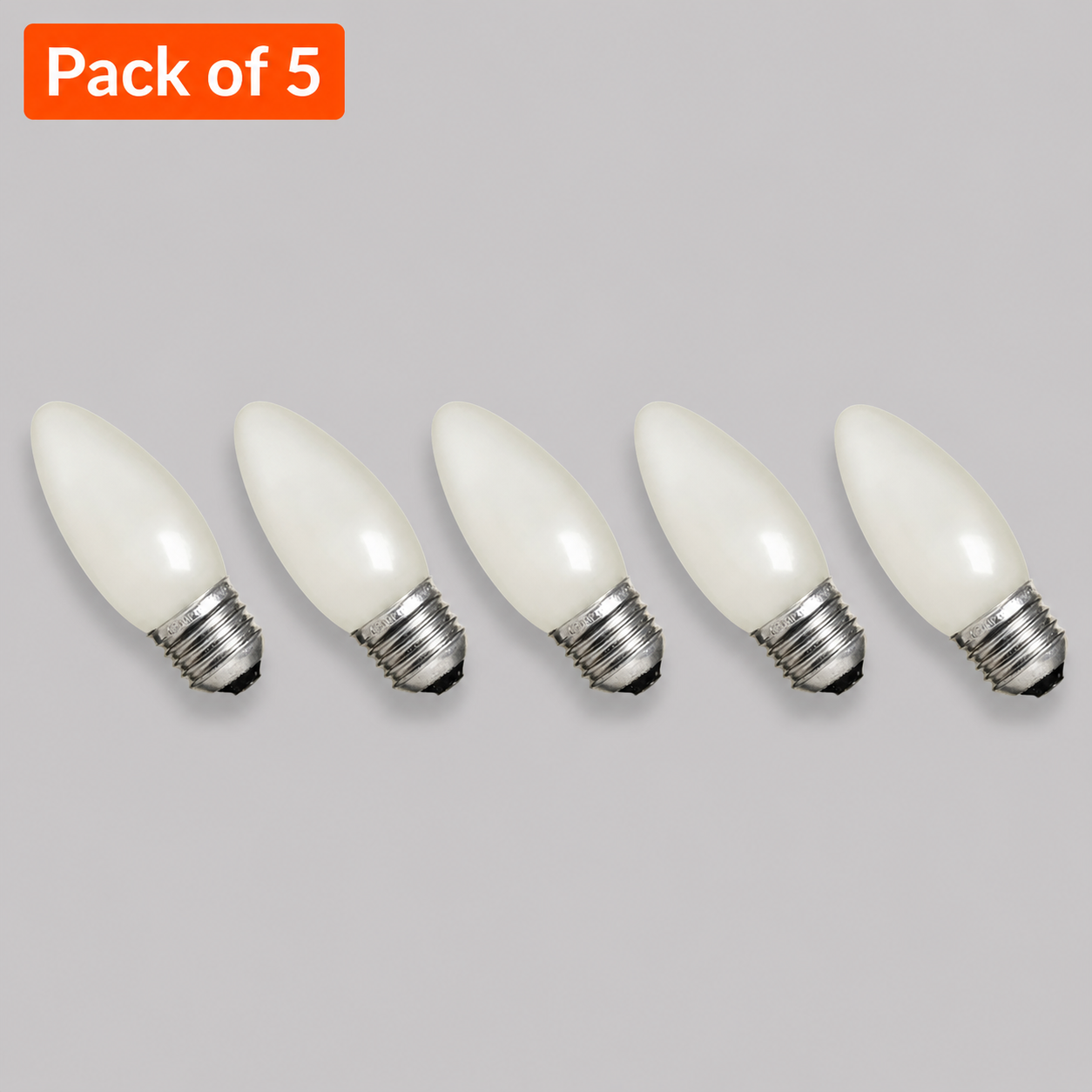 5 Pack 40W Incandescent Candle 26-27mm ES/E27 Frosted