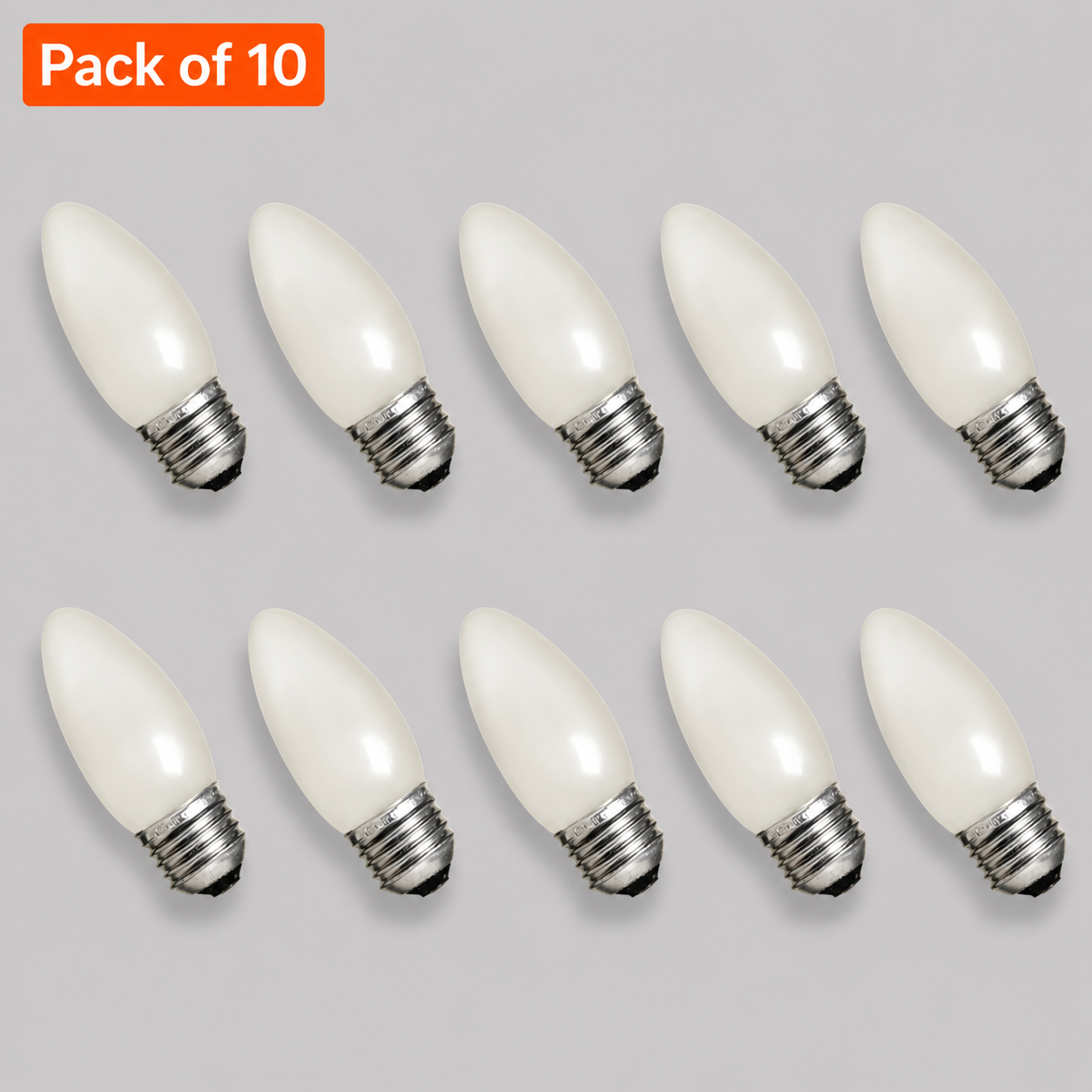 10 Pack 40W Incandescent Candle 26-27mm ES/E27 Frosted