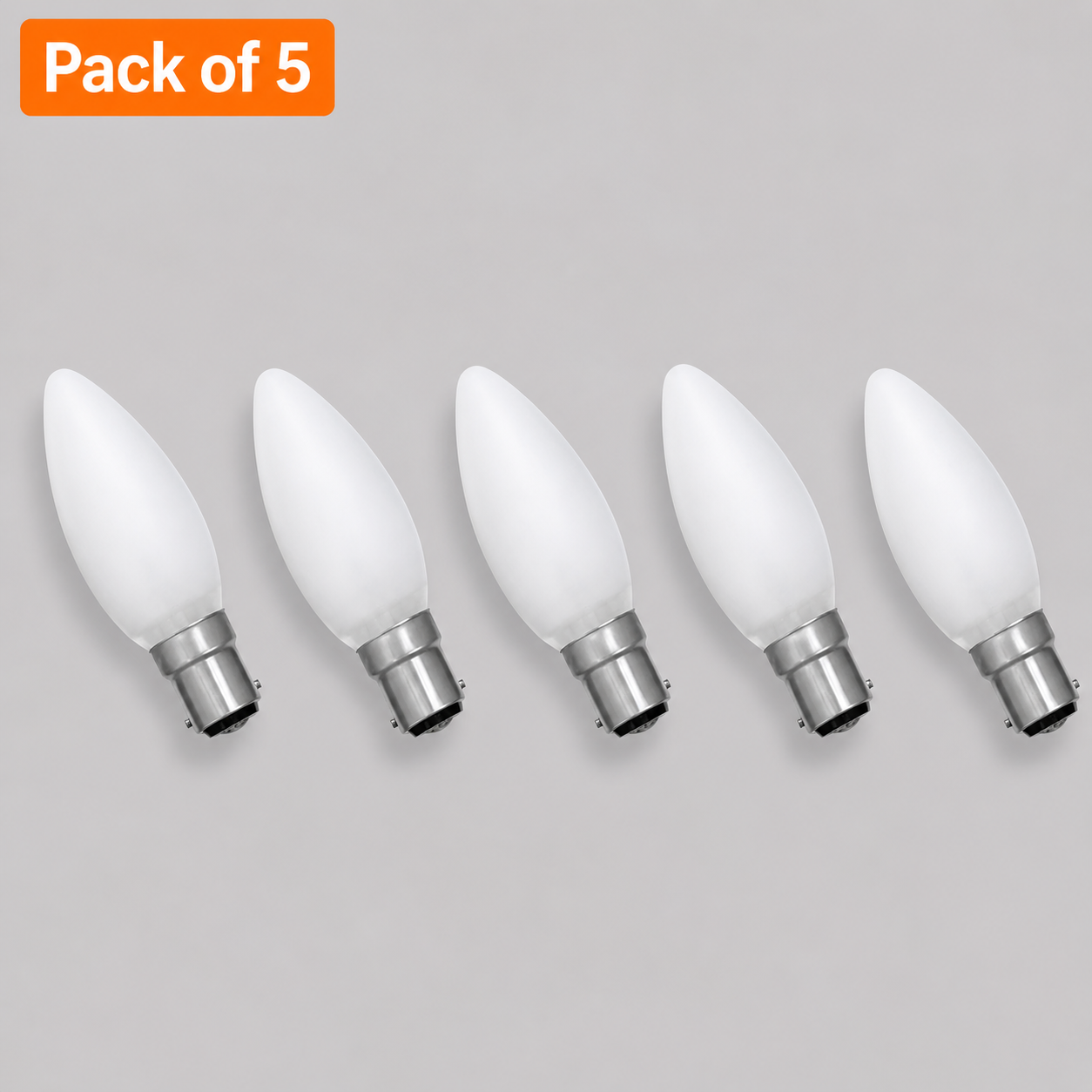5 Pack 60W Incandescent Candle 15mm Ba15d/SBC Frosted