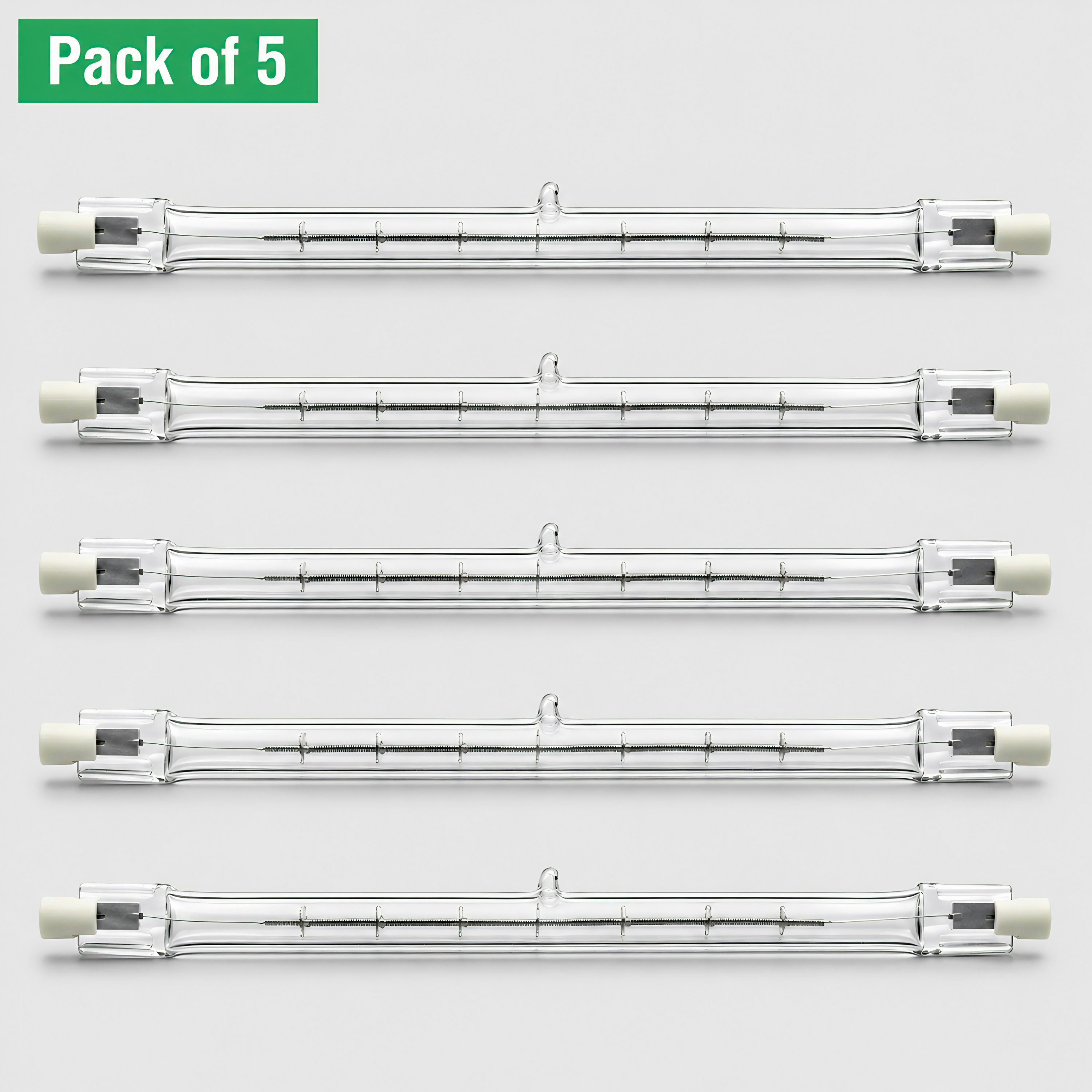 5 Pack 150W Halogen Linear R7s Lamps - 78mm, 240V, Warm White