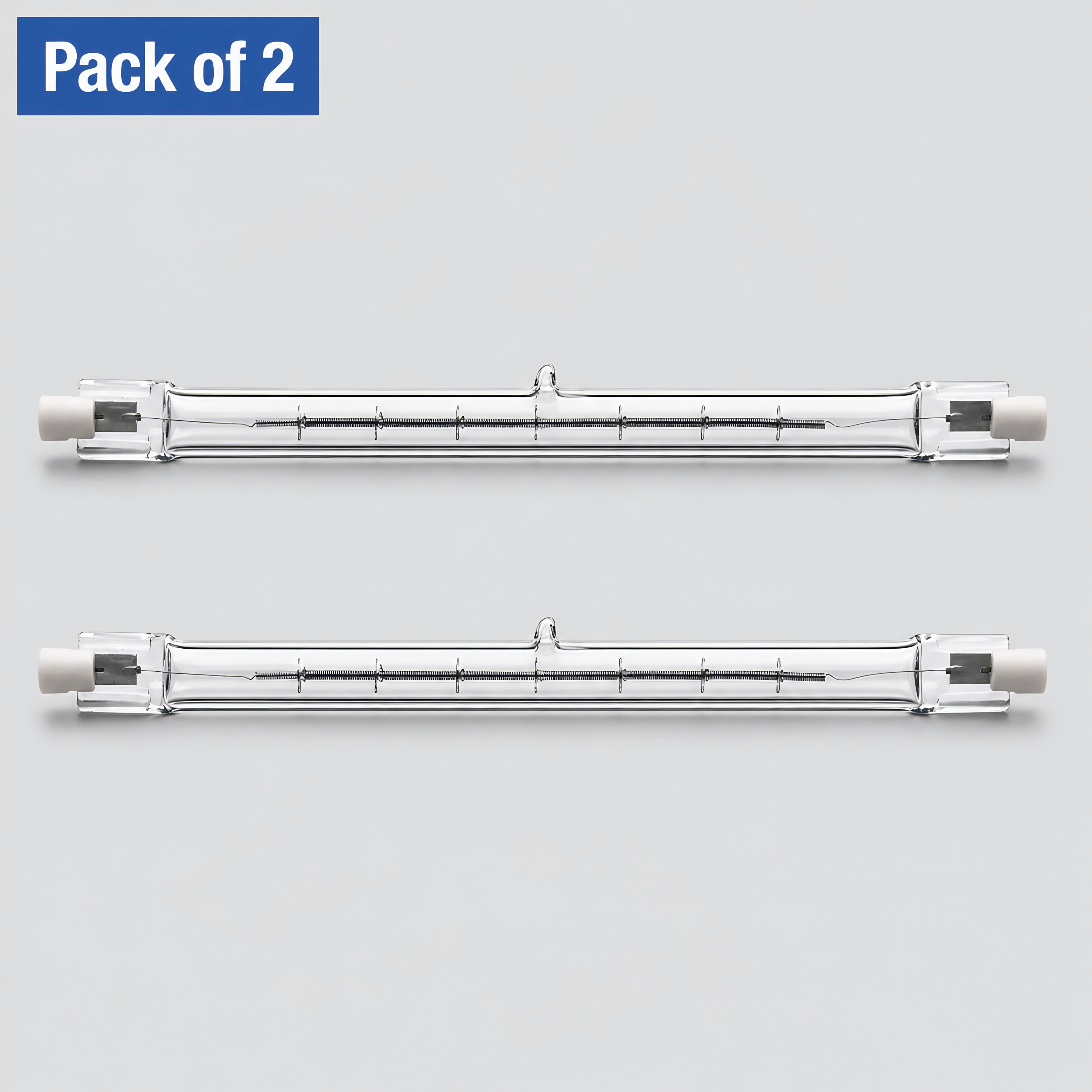 2 Pack 150W Halogen Linear R7s Bulbs 117-118mm 240V Warm White