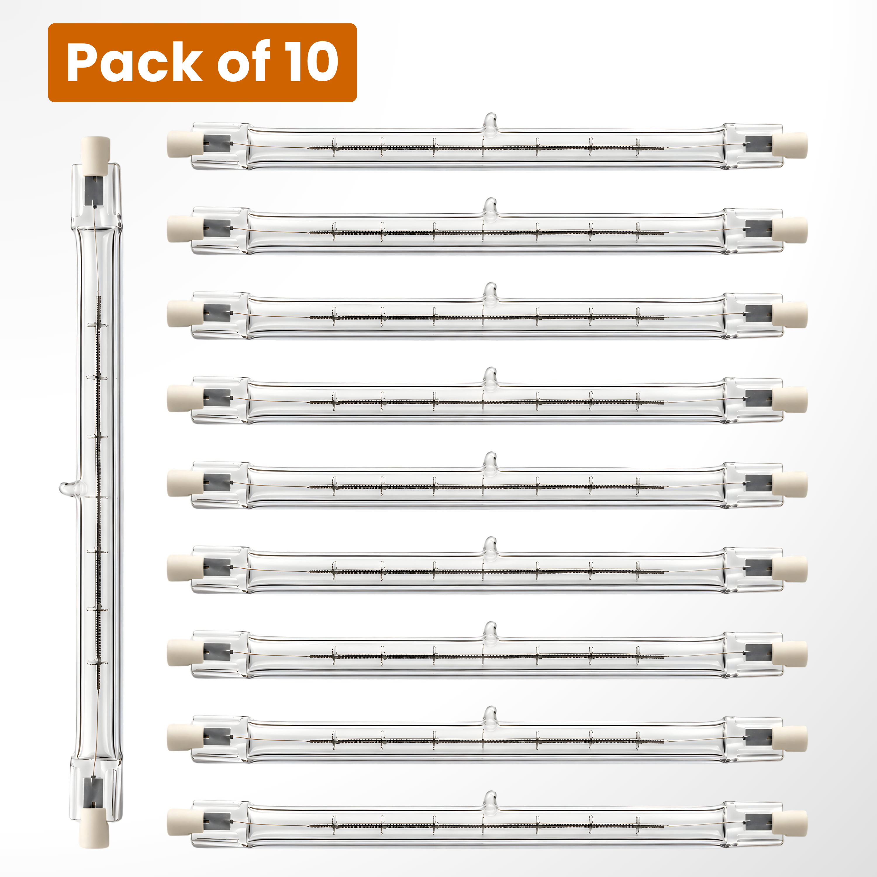 10 Pack 300W Halogen Linear R7s Bulbs 117-118mm 240V