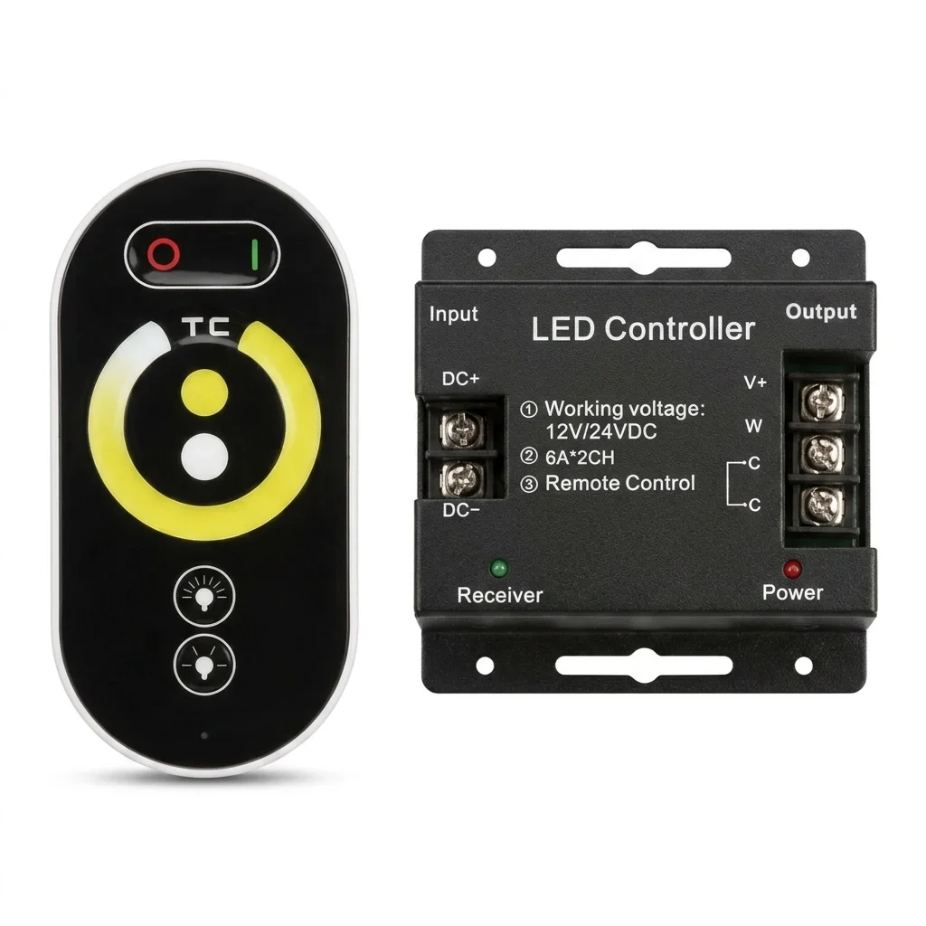 RF Touch Dimmer & Controller for CCT Adjustable LED Strip - 12/24V