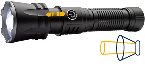 Nightsearcher Flash Light Torch Black Rechargeable 2000 lm, 164 mm