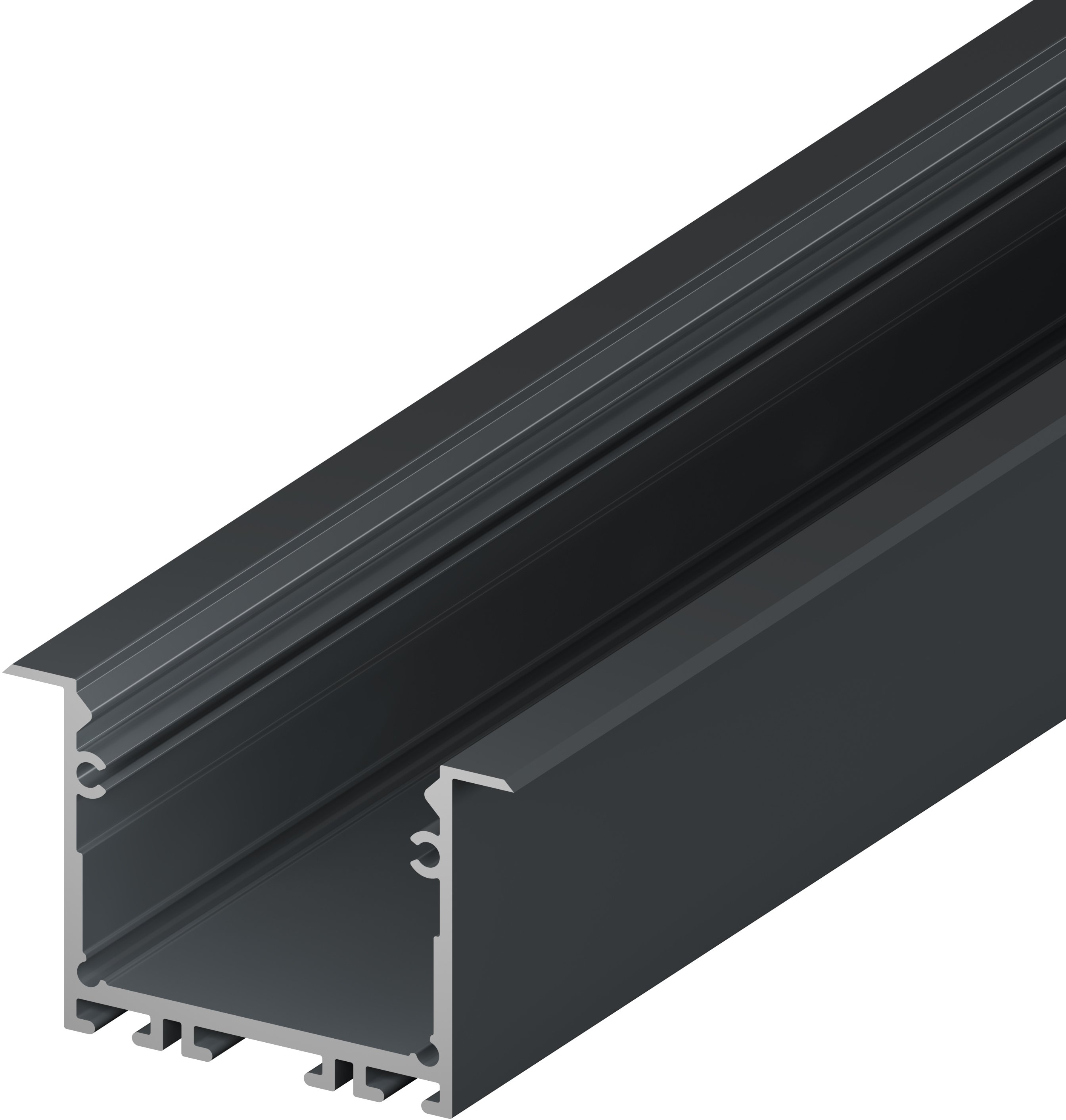 (41.4mm x 24.2mm) 2 Metre Recessed Anthracite Grey LED Profile P22-1
