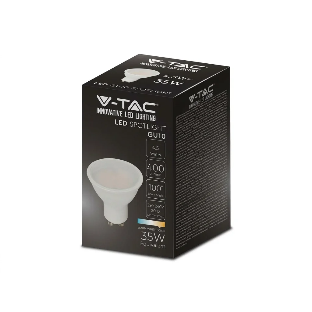 Photos - Light Bulb V-TAC 4.5W SMD GU10 Spotlight 4000K 110 Degree Cool White 211686