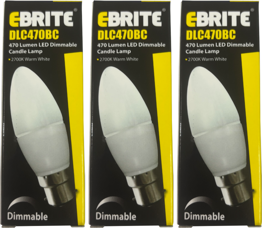 5.5W LED Candle Lamp Dimmable Very Warm White - 2700K (Pack of 3)